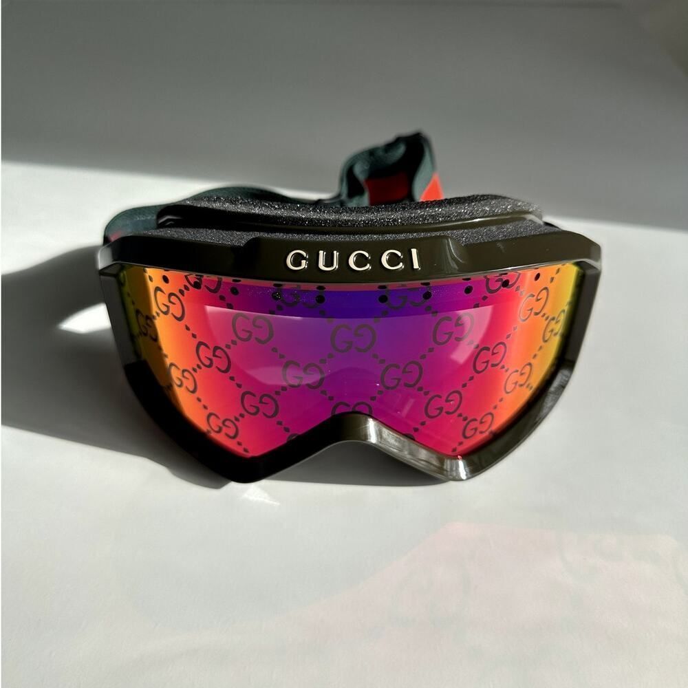 NEW Gucci SKI Mask ZEISS Lens GG1210S 003 Green MultiColor Red Unisex
